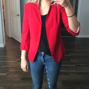 Cropped red blazer